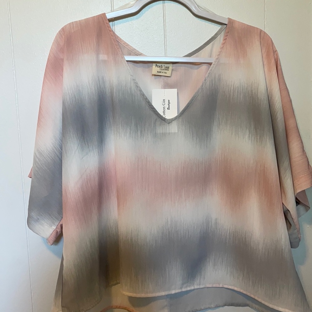 Pink and grey blouse top!